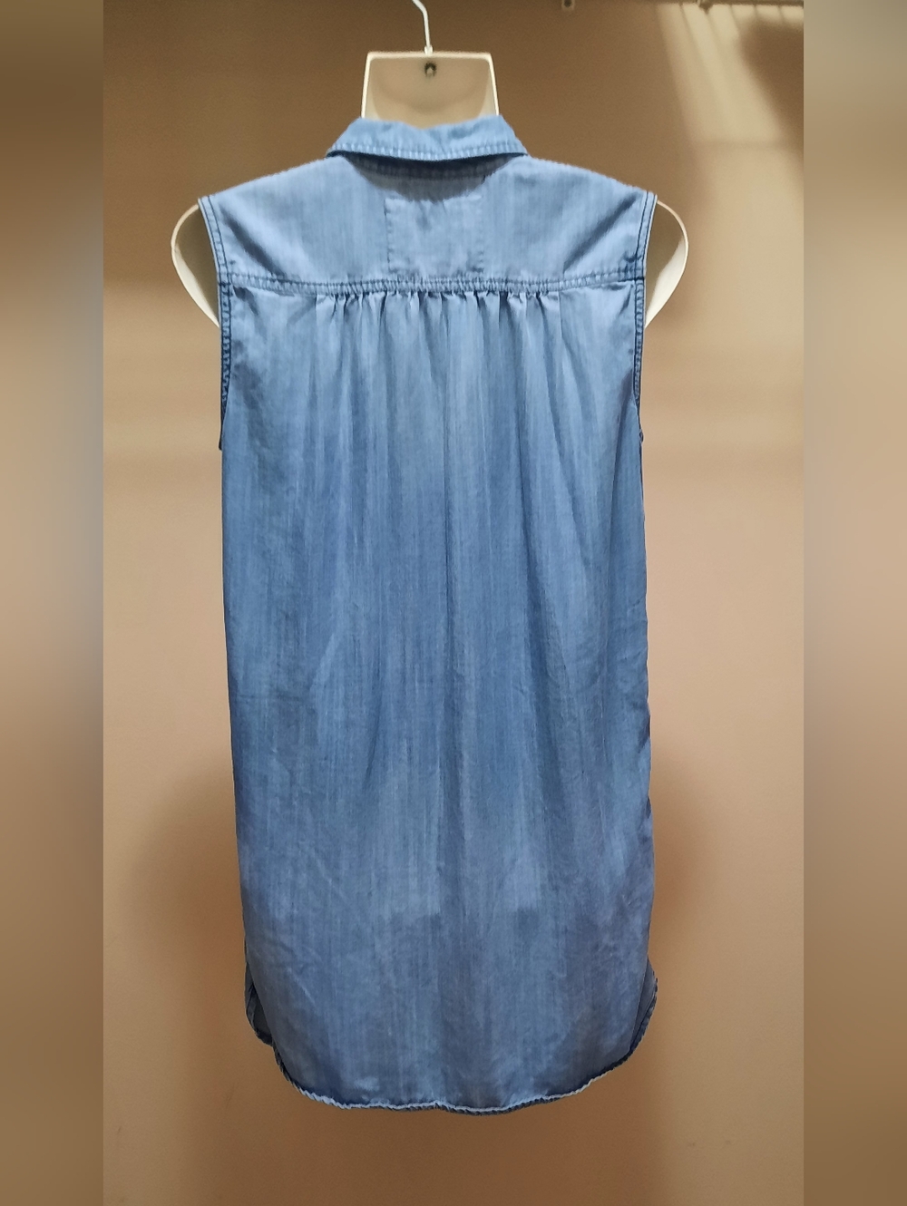 True Religion Utility Sleeveless Chambray Shirt Dress - Picture 3 of 8
